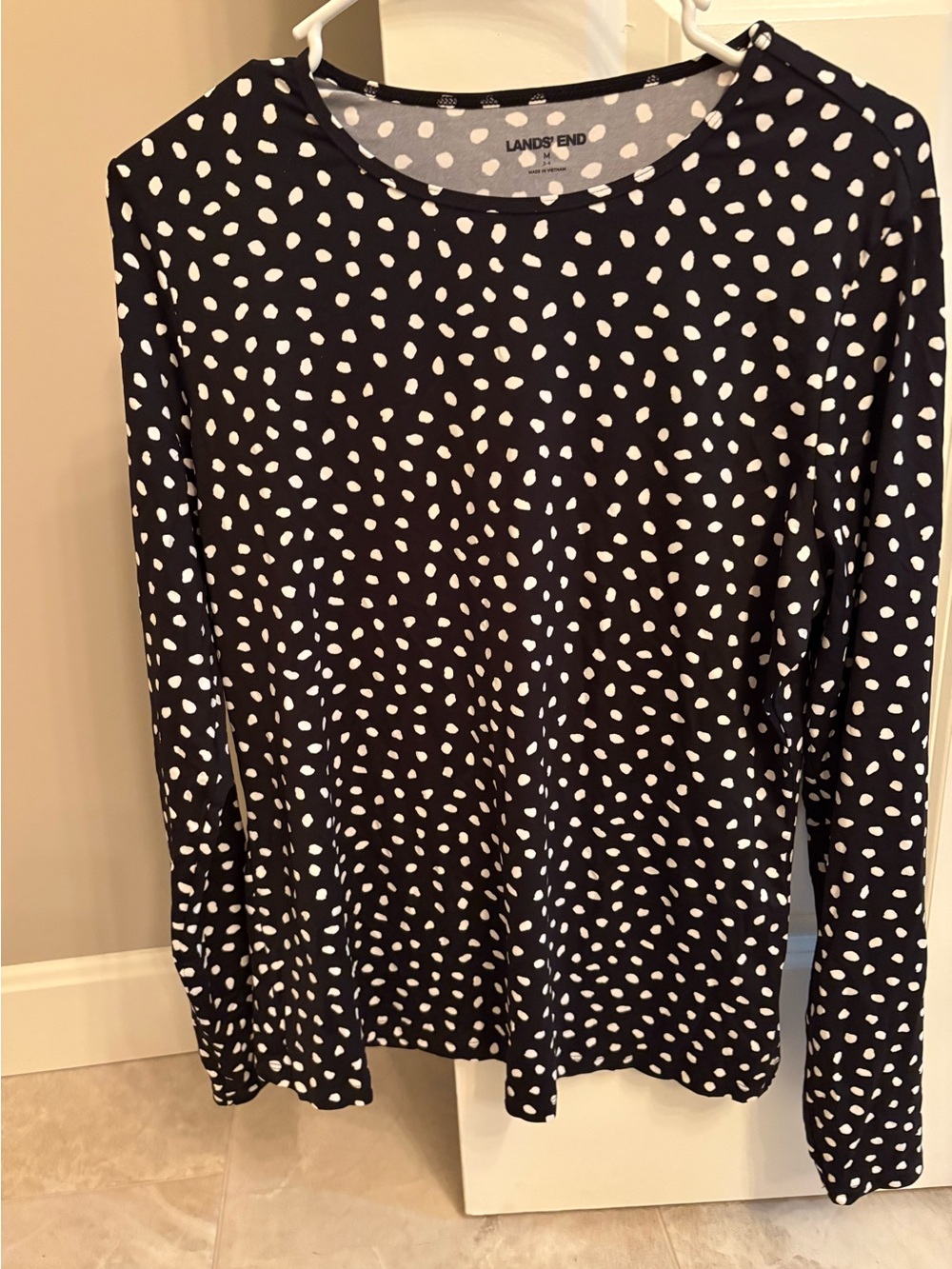 Lands' End - Black & White Polka Dot Rash guard /Swim top - UPF 50 - Medium